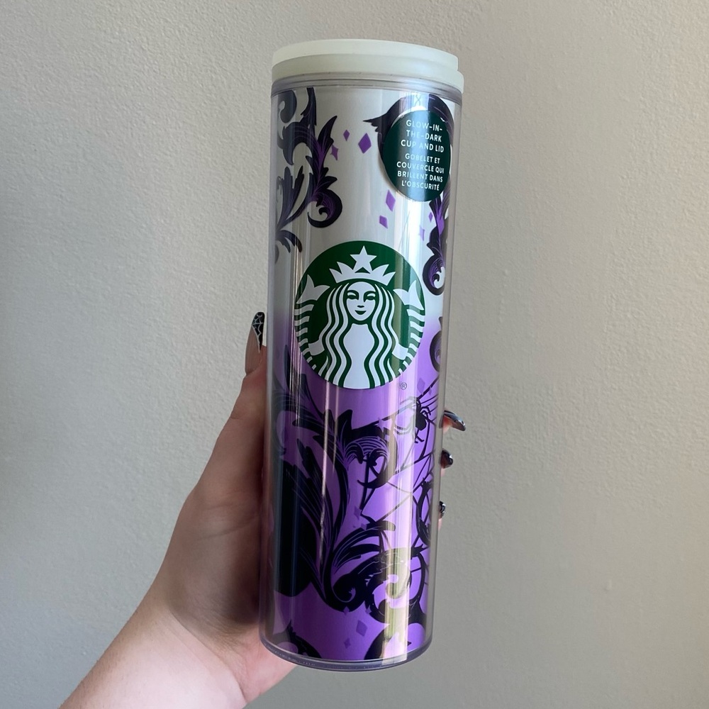 Starbucks coffee (NEW) 2021 Fall purple/white glow in dark cat tumbler
